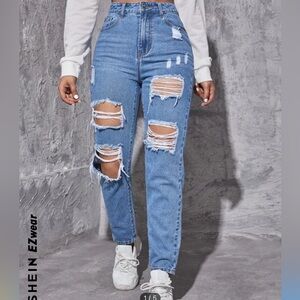 SHEIN Boyfriend Fit Ripped Jeans